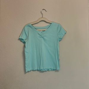 Justice teal ribbed lettuce top